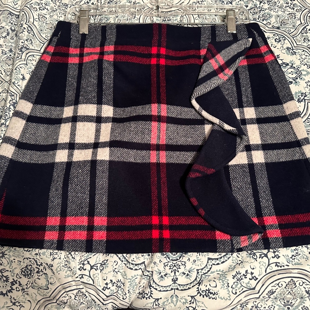 JCREW PLAID RUFFLE MINI SKIRT